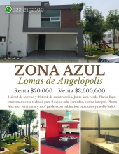 Casa en venta y renta en Zona Azul, Lomas de Angelópolis Puebla. Junto a gran área verde con juegos. - Asesor Profesional Inmobiliario - Ingeniero Arturo Sánchez Roldán