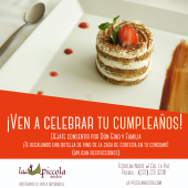 Celebra tu cumpleaños con nosotros - Restaurante La Piccola Nostra