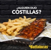 Estás costillas bbq son lo mejor para acompañar este día. ¡Te esperamos en cualquiera de nuestras sucursales!  Y también tenemos pedidos a domicilios. - Restaurante Buffalucas - Alitas y Hamburguesas