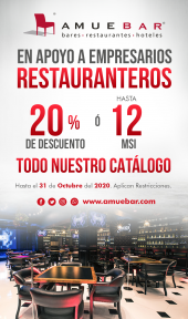 TODO NUESTRO CATÁLOGO
Con 20% de DESCUENTO ó hasta 12 MSI
Vigencia del 01 al 31 de Octubre del 2020.
- Mueblería Amuebar - Muebles para Negocio