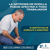 Profesiones como obreros de fundición, granjeros, mineros del carbón y conductores de autobús, son más propensos a presentar mayor riesgo de artrosis de rodilla. Ven con los expertos y olvídate del dolor.  Agenda tu cita al 800 COLUMNA (265-8662) - Centro de La Columna Vertebral