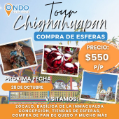 ¡¡Explora el encanto de Puebla!!
Nos vamos a COMPRAR ESFERAS ¡Empaca todo y reserva ahora mismo!
Nuestros tours a precios accesibles te esperan. - Ondo Viajes