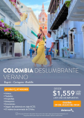 ¡Visita Colombia!
Salida 20 de julio 2024, 8 días Y 7 noches,
vuelo redondo saliendo desde CDMX, traslados, hospedaje, desayunos, excursiones, seguro de asistencia, maleta documentada de 23 Kg.
Visita: Bogotá, Cartagena, Medellín. - Turistravel - Agencia de Viajes