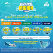 ¡Estas vacaciones ven con tu familia a vivir una experiencia única en Acuario Michin!
Tenemos promociones especiales que no te puedes perder para disfrutar al máximo con los que más quieres.
¡Te esperamos con muchas sorpresas *Disponible venta en línea  - Acuario Michin Puebla