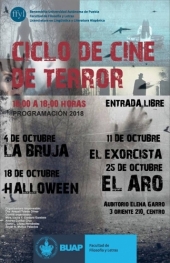 Ciclo de cine de terror en la FFyL BUAP