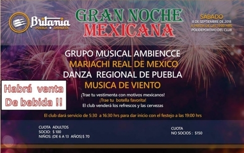 TP: Gran Noche Mexicana en Club Britania Zavaleta - en Puebla -  