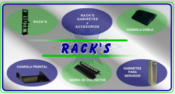 rack´s, rack´s gabinetes y accesorios, charola doble, charola frontal, barra de contactos, gabinetes...
