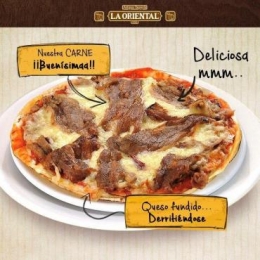 Pizza oriental (Pan árabe, nuestra carne, salsaitaliana y queso) - Antigua Taquería La Oriental - An...