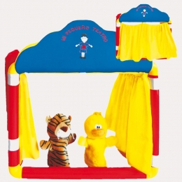 Teatrito para escritorio o mesa abatible, adecuado para integración grupal y desarrollo en fábulas y...
