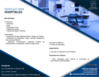 Servicios para hospitales  - Laboratorio de Microbiología Pasteur - Laboratorio de Análisis de Alime...