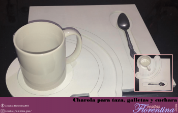 Charola para taza, galletas y cuchara,  regalo para día de las madres 2019 
www.cositasflorentina.c...