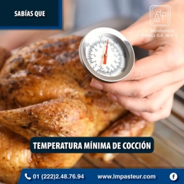 Sabías que la temperatura mínima interna de cocción de los alimentos debe ser de al menos:

a)63°C...