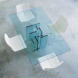 Mesa de comedor con vidrio de 12mm - Glass House - Vidrio y Aluminio - Puebla