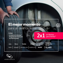 2x1 en llantas* - Agencia de Autos Volkswagen Óptima Angelópolis - Puebla