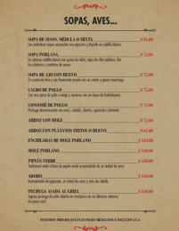 Sopas, Aves... - Restaurante El Burladero - Puebla