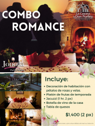 Combo Romance 

Incluye: Decoración de habitación con pétalos de rosas y velas, Platón de frutas d...