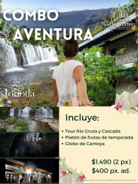 Combo Aventura 

Incluye: Tour río, gruta y cascada, platón de frutas de temporada y globo de cant...