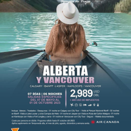 Viaja a Alberta y Vancouver! 
Conoce lugares como:
-Calgary
-Banff
-J Asper
-Kamloops
-Vancouv...