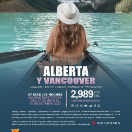 Viaja a Alberta y Vancouver! 
Conoce lugares como:
-Calgary
-Banff
-J Asper
-Kamloops
-Vancouv...