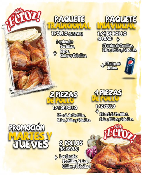 TP: Fotos de: Menú – Pollo Feliz Puebla - Puebla – 